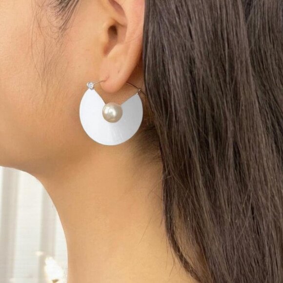 ๐Modern Minimalist Trendy Stainless Steel Earrings With Faux Pearl Accent - Picture 3 of 12